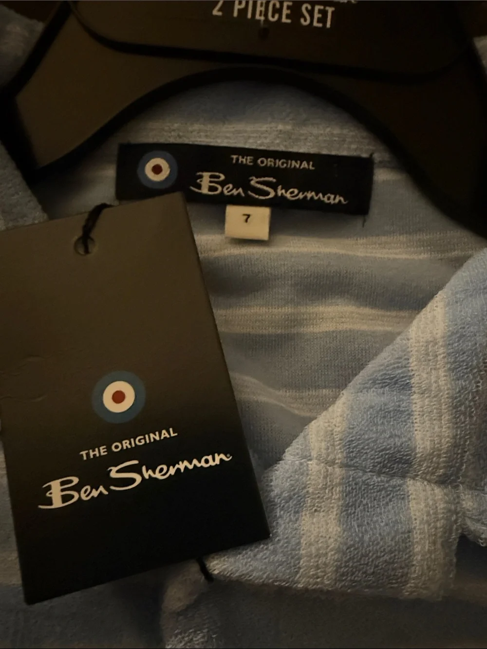Ben Sherman Light Blue and White Striped Short-Sleeve/shorts set